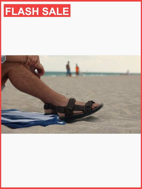 Mens Slide Sandals with Cushioned Footbed Moc Toe Slip On